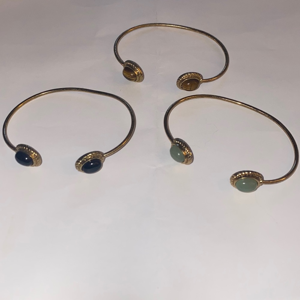 Set of 3 gold stone bracelets